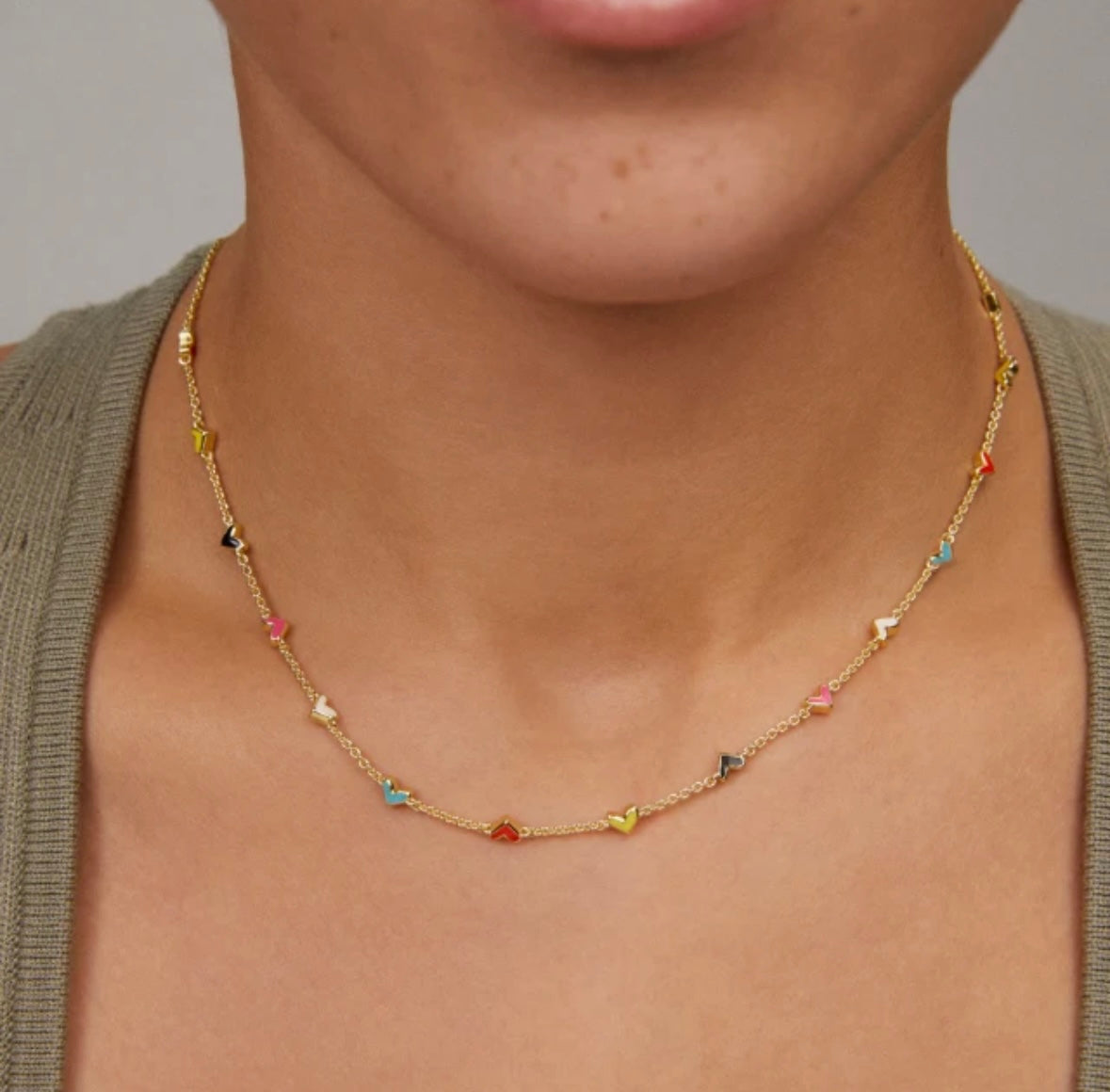 Haven Heart Gold Strand Necklace in Multi Mix