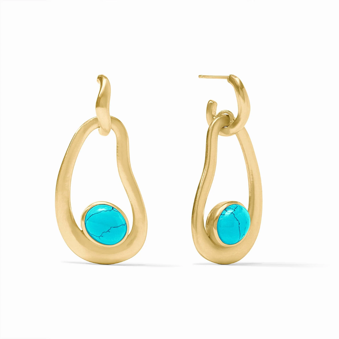 Julie Vos Wave Statement Earrings Turquoise Blue