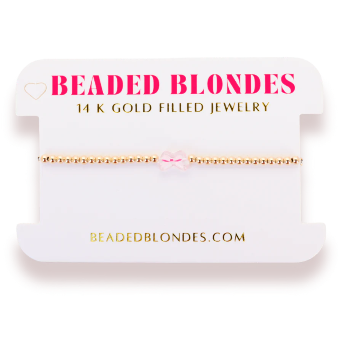 Beaded Blondes Pink Bow Bracelet