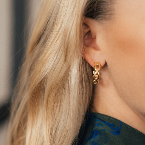 Small Gold Chain Circle Hoop Earrings
