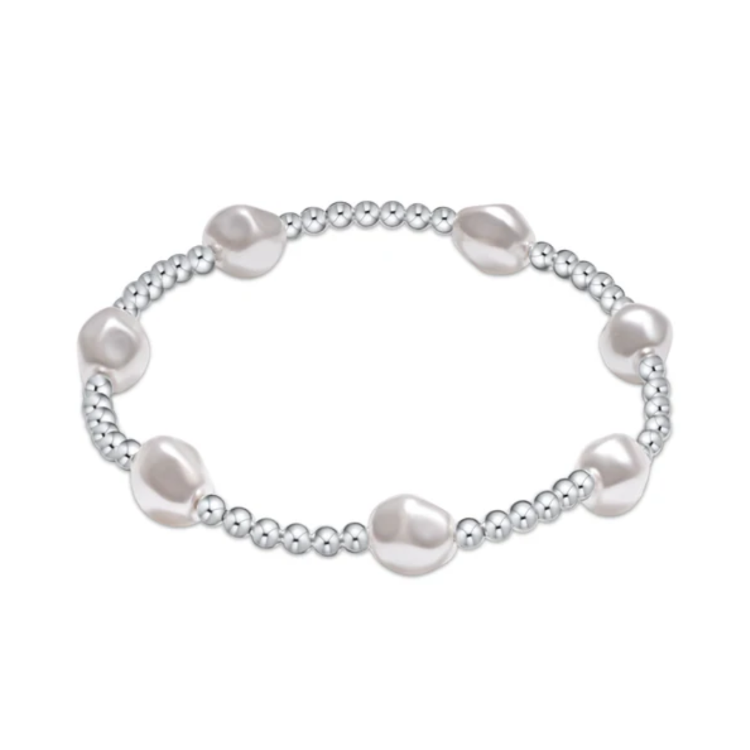 admire sterling 3mm bead bracelet - pearl