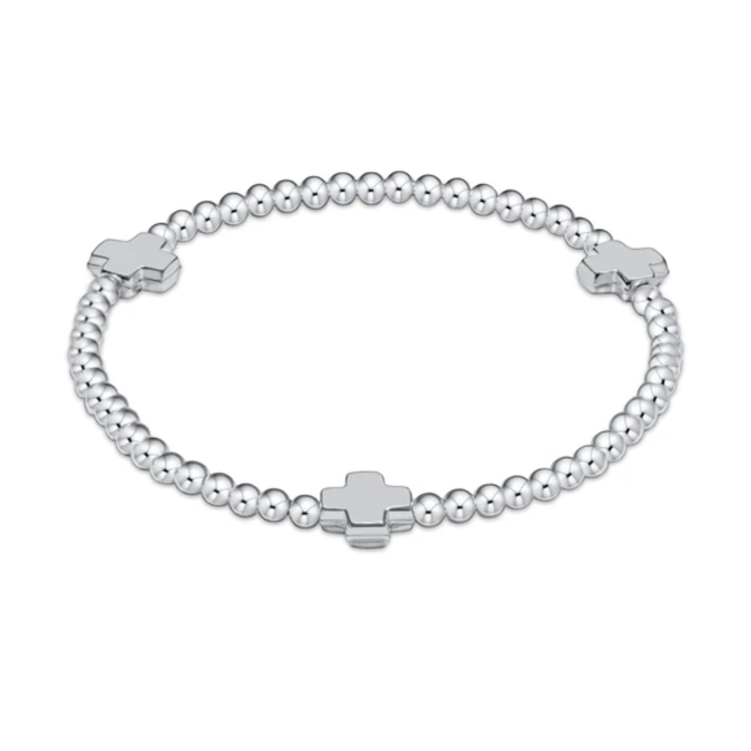 enewton "Signature Cross" Sterling Pattern 3mm Bead Bracelet-Sterling silver