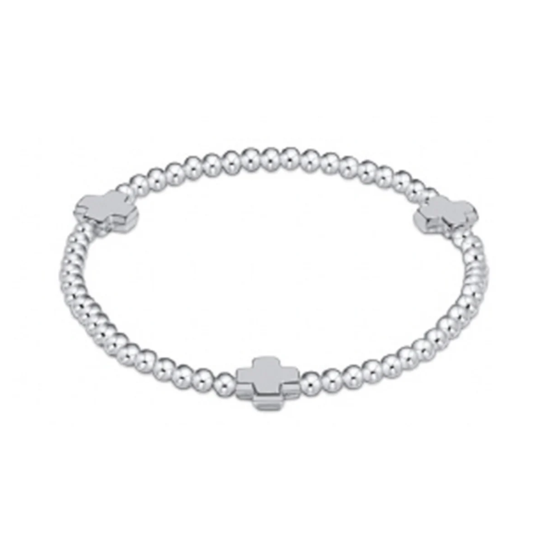 enewton "Signature Cross" Sterling Pattern 4mm Bead Bracelet-Sterling silver