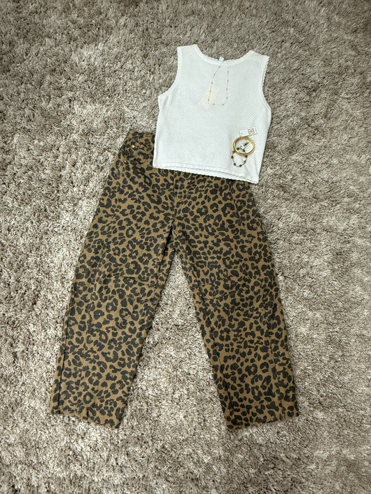Denim Leopard Barrel Jeans