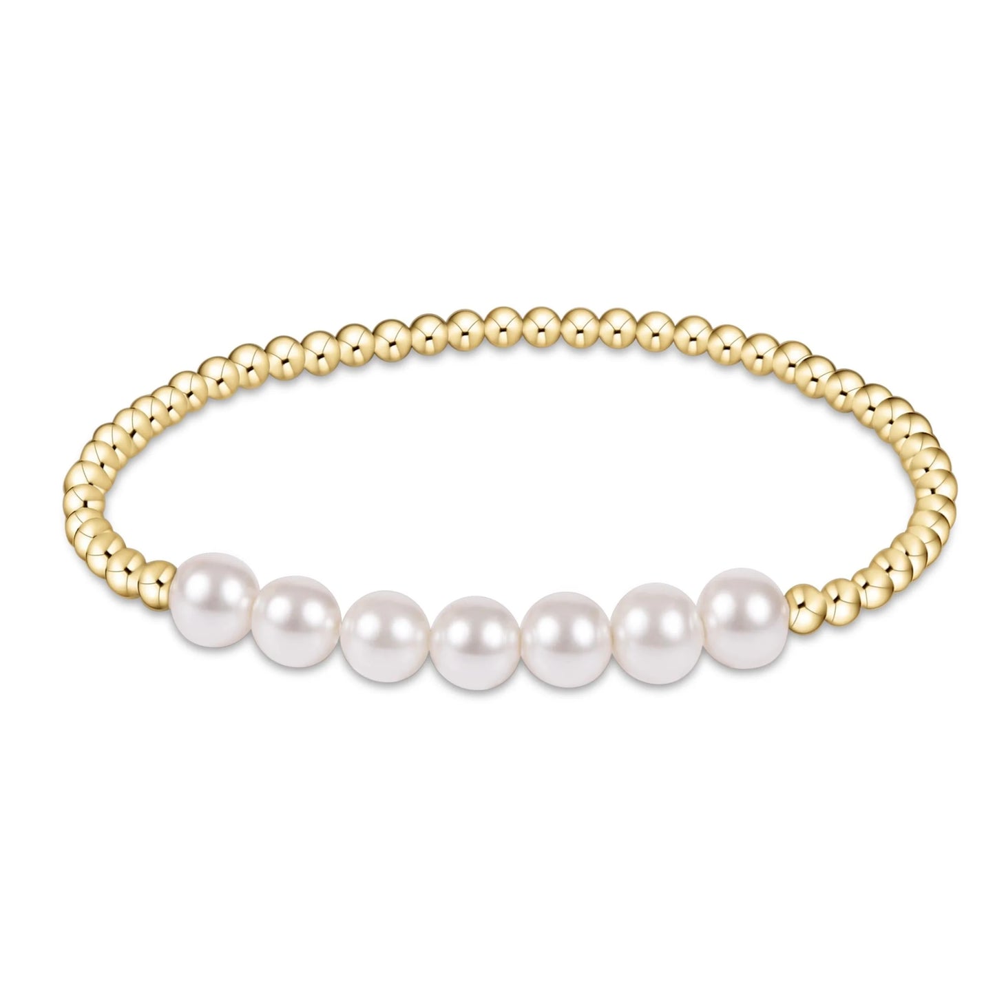 classic gold beaded bliss 3mm bead bracelet- 6mm pearl regular