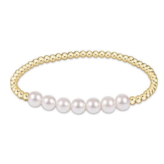 classic gold beaded bliss 3mm bead bracelet- 6mm pearl regular