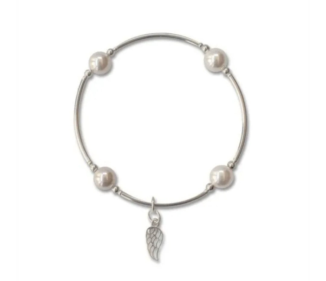 Sterling Silver Blessing Bracelet With Angel Wing