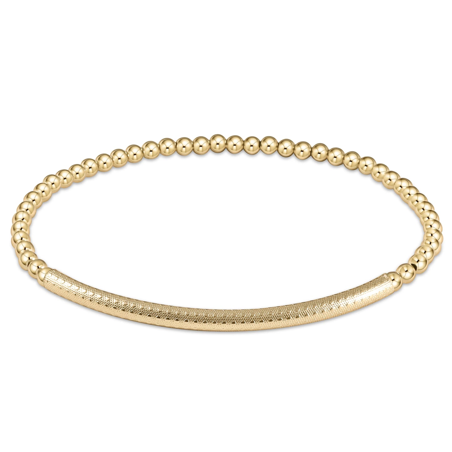 bliss bar textured 3mm bead bracelet - gold regular