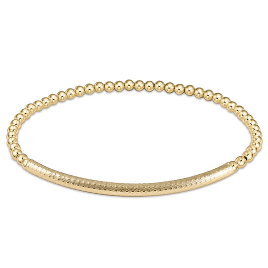 bliss bar textured 3mm bead bracelet - gold regular