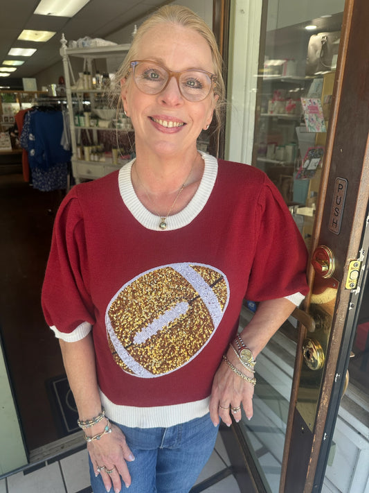 Football Sequin Top White