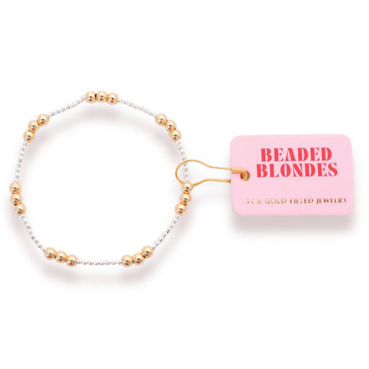 ILY Silver with Gold Mixed Metal Bracelet