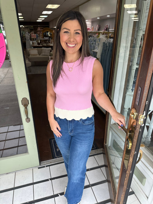 Scalloped Bubblegum Top