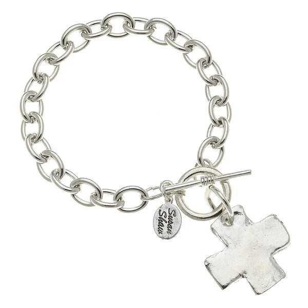 Cross Toggle Bracelet Silver
