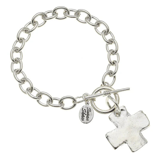 Cross Toggle Bracelet Silver