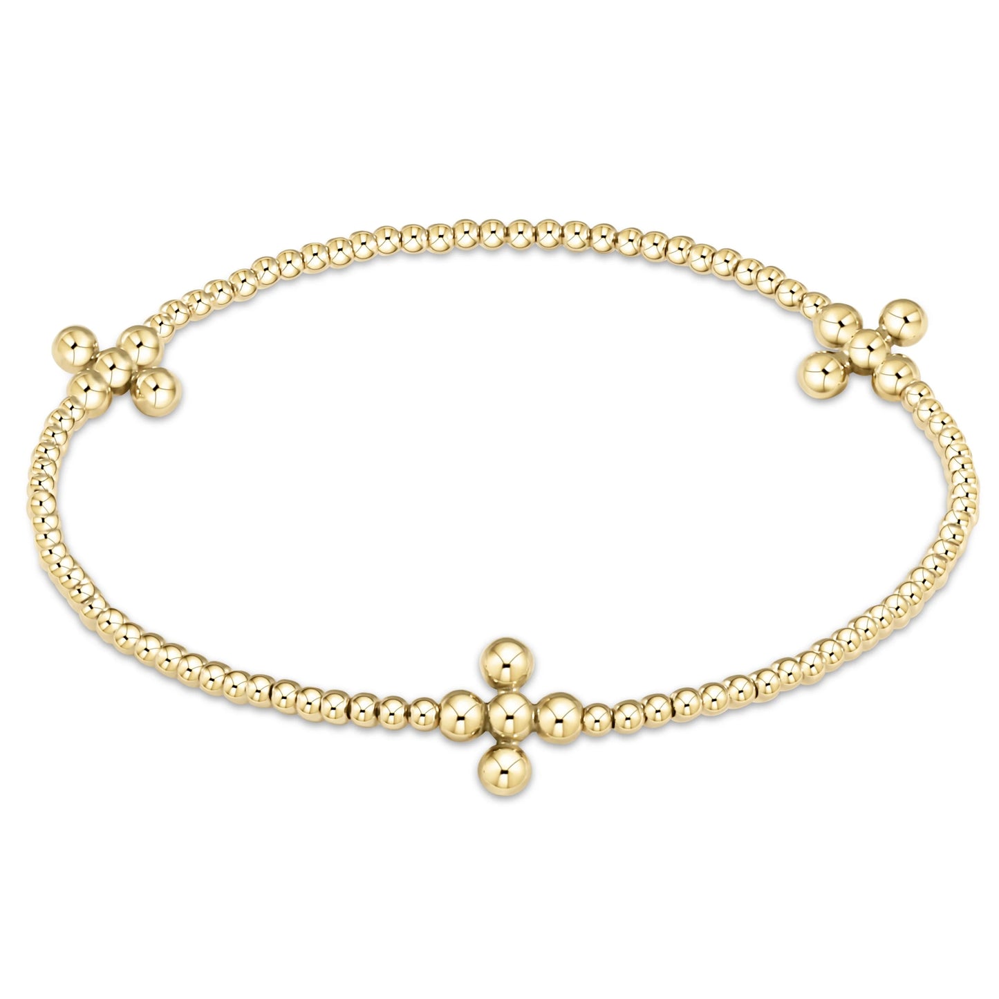 signature cross gold pattern 2mm bead bracelet - classic beaded signature cross gold - 3mm bead gold