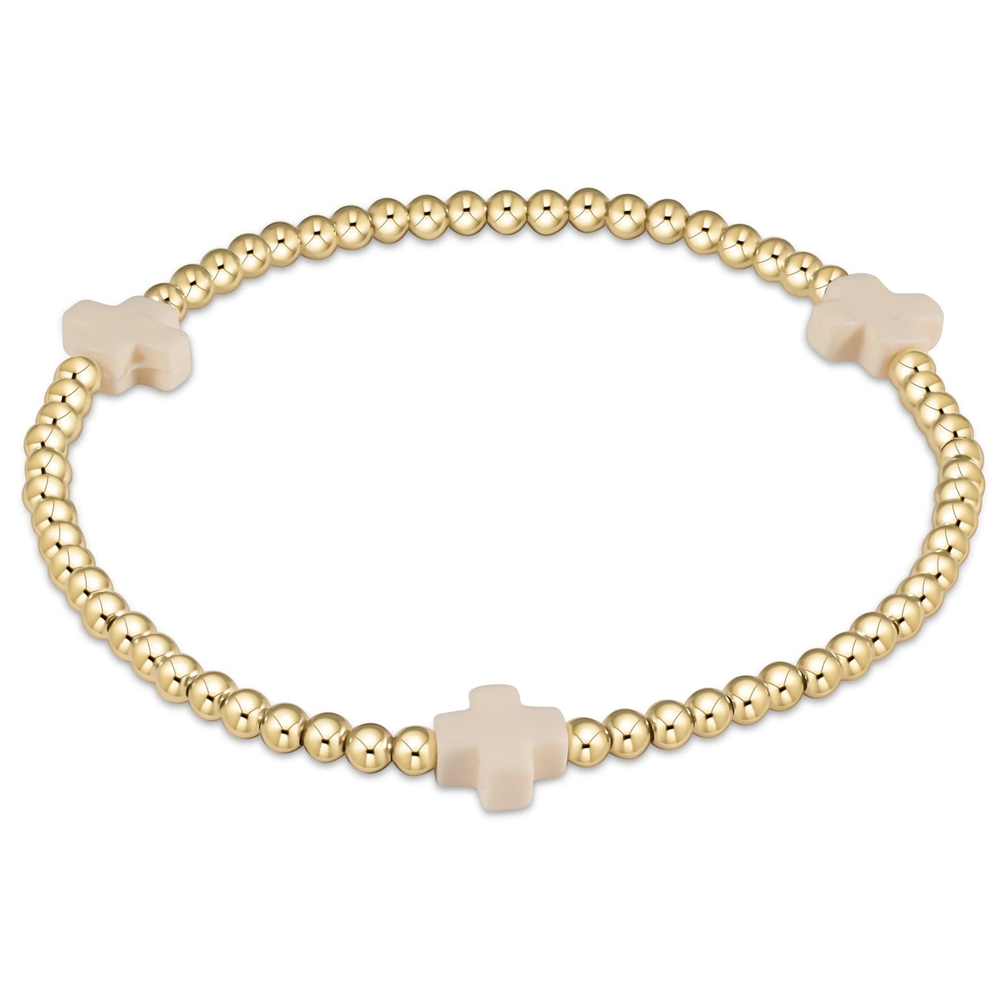 enewton extends - signature cross gold pattern 3mm bead bracelet