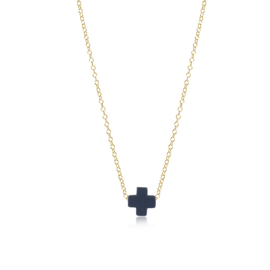 16" necklace gold - signature cross Navy