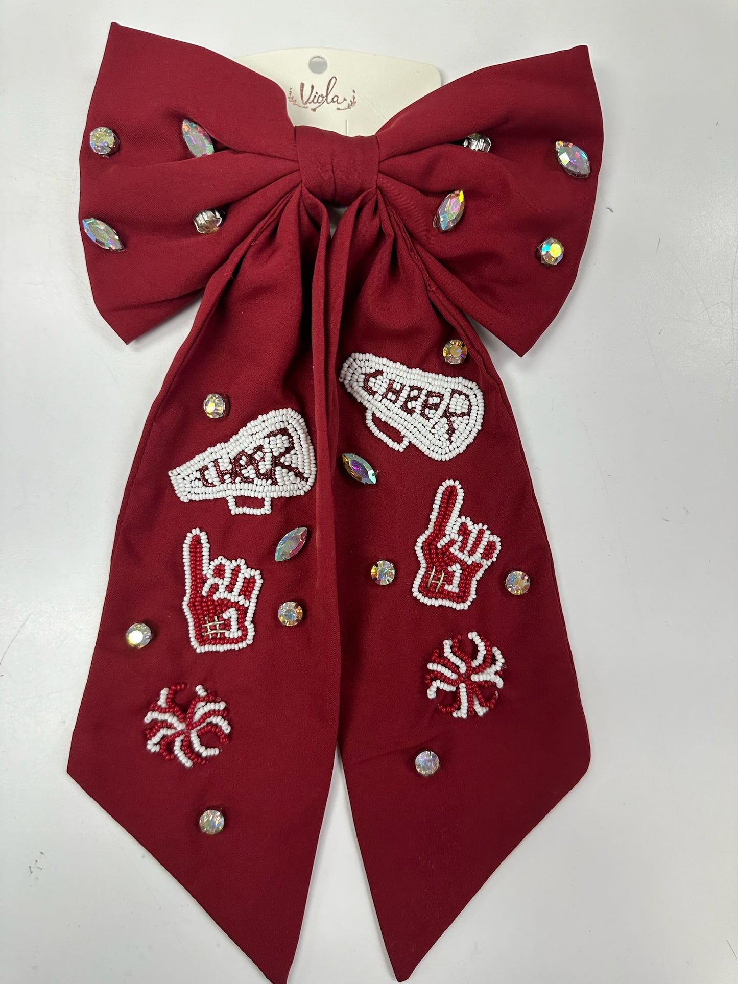 Cheer Embellished Bow BURGUNDY