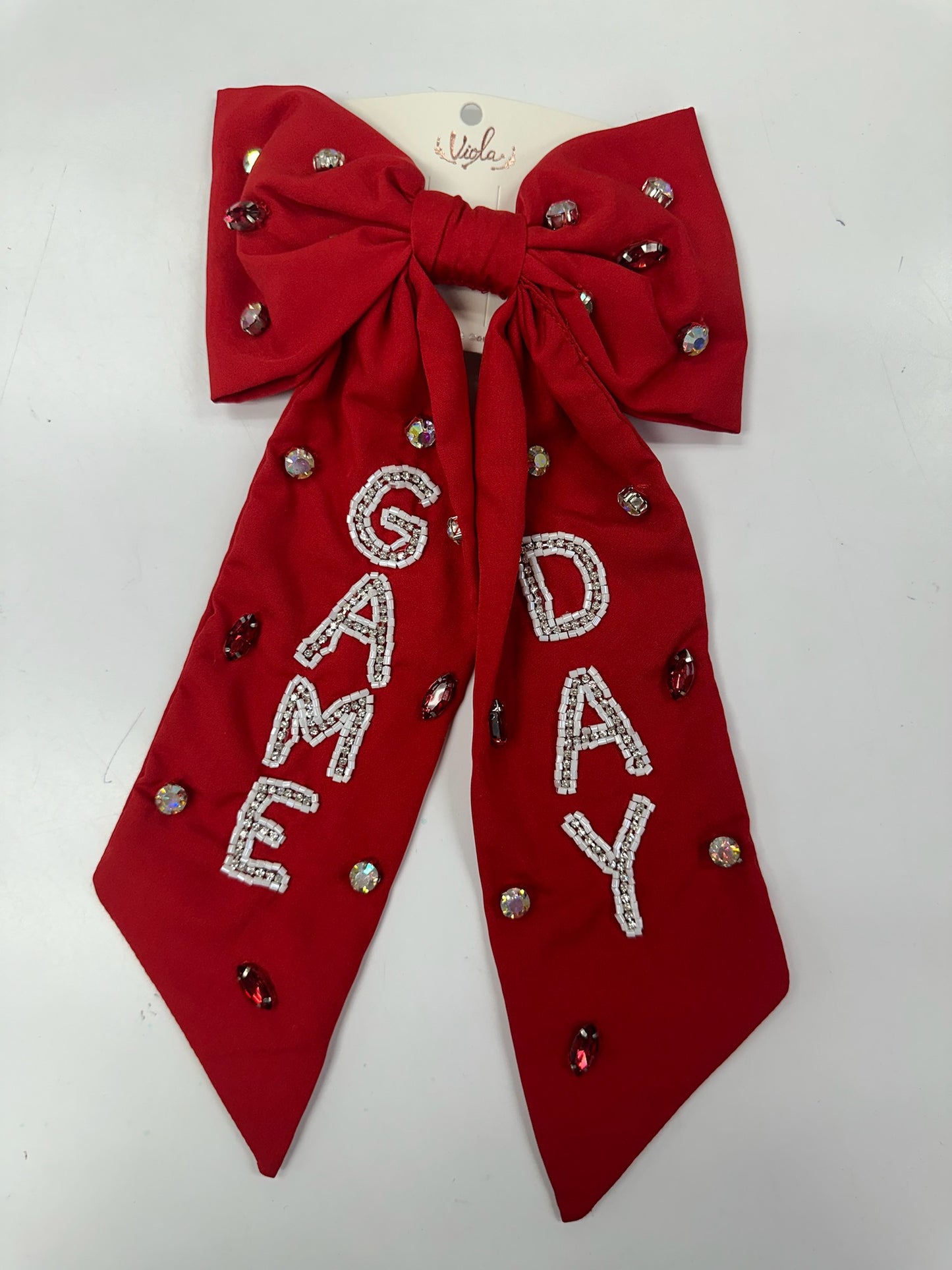 Game Day Embellished Bow RED