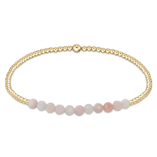 gold bliss 2mm bead bracelet - pink opal