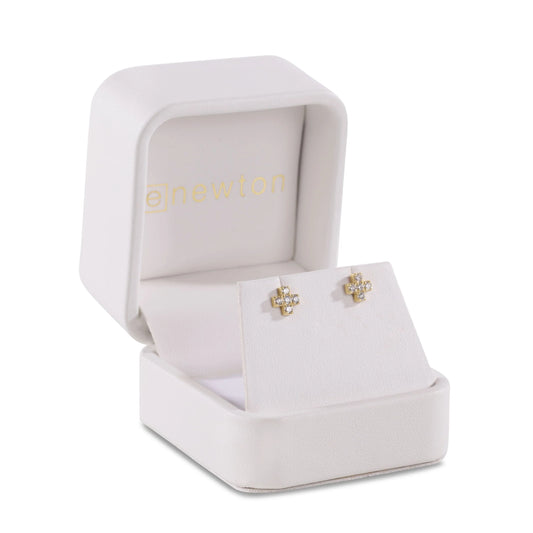 14kt gold and diamond signature cross studs