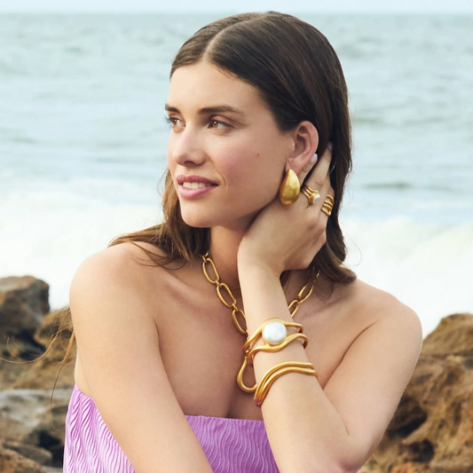 Julie Vos Wave Earring Gold One Pair Medium Size