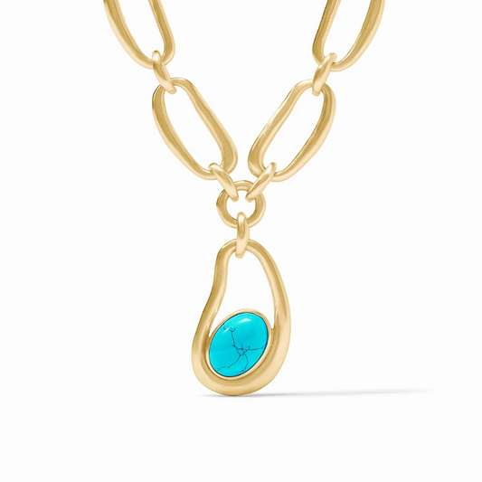 Julie Vos Wave Statement Necklace Turquoise