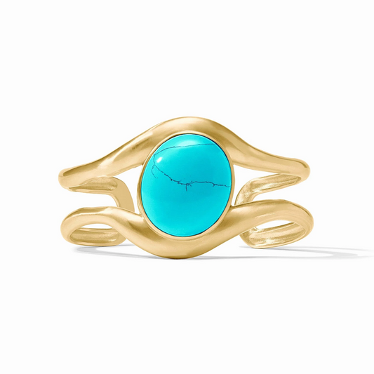 Julie Vos Wave Stone Cuffs Turquoise Blue