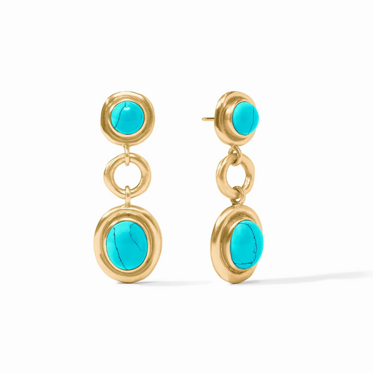 Julie Vos Wave Tier Earrings Turquoise Blue
