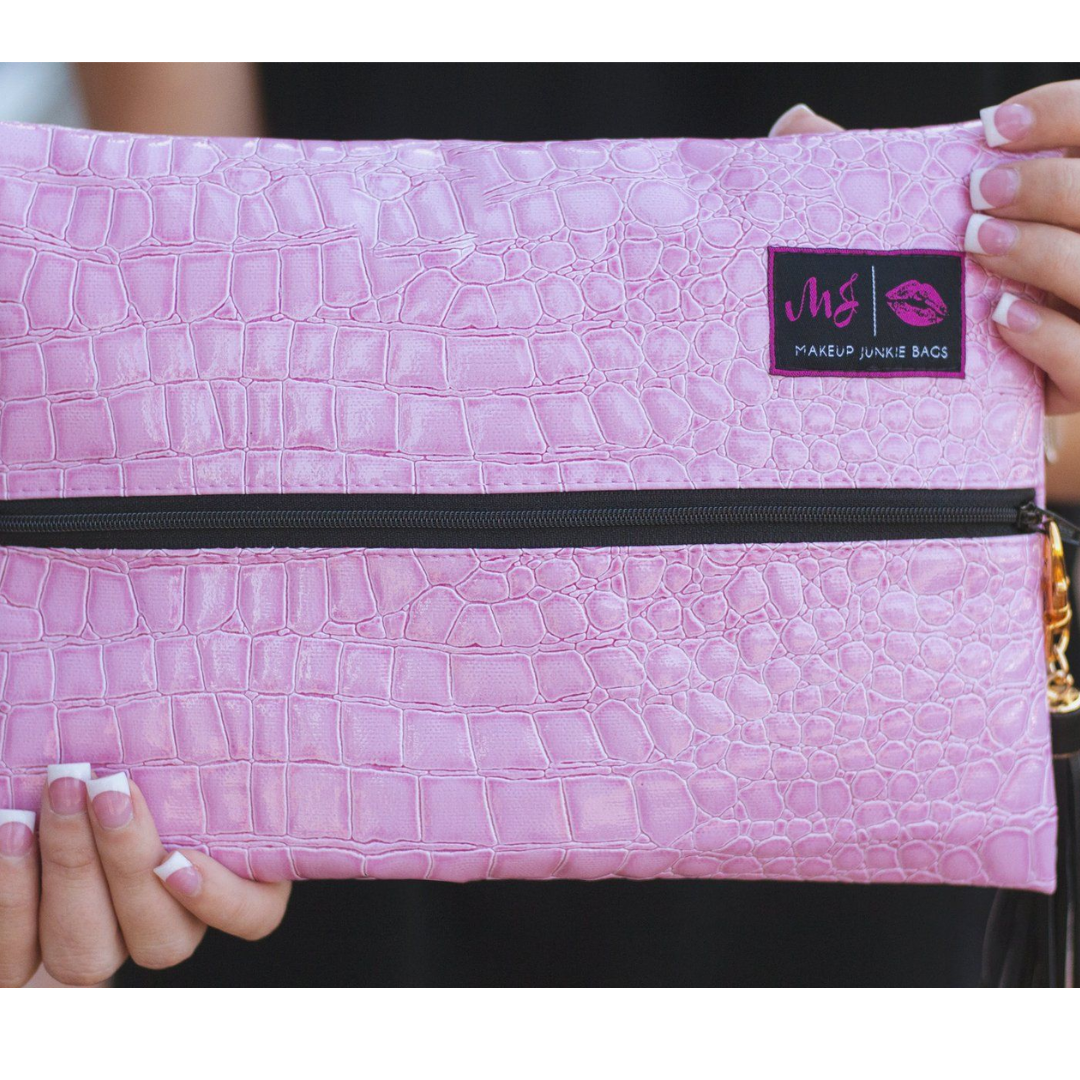 Makeup Junkie Bags Pink Python Perfection