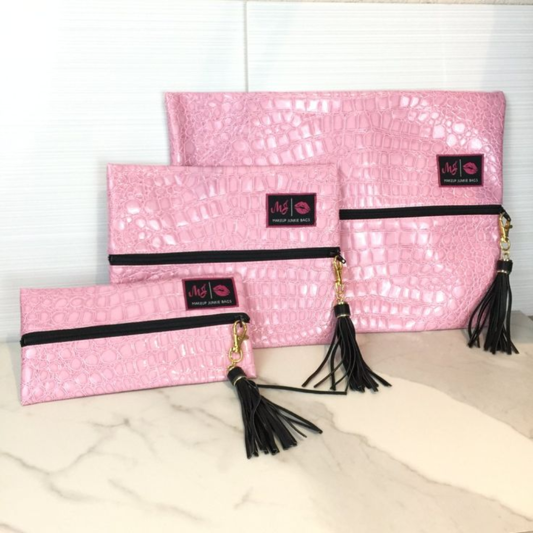 Makeup Junkie Bags Pink Python Perfection