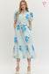 Pamela Blue Floral Stripe Dress