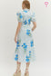 Pamela Blue Floral Stripe Dress
