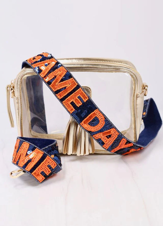 Game Day Star Sequin Strap NAVY ORANGE