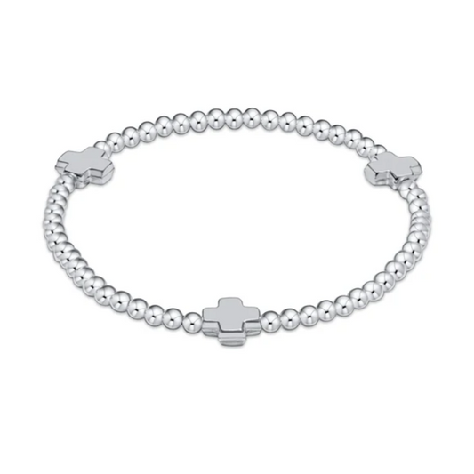 enewton "Signature Cross" Sterling Pattern 3mm Bead Bracelet-Sterling silver