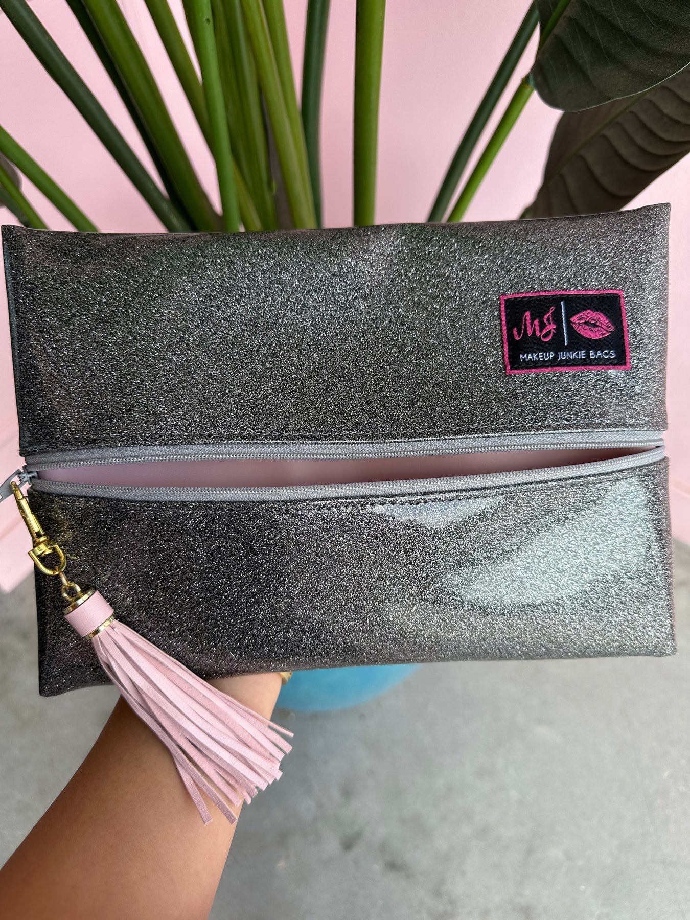 Makeup Junkie Bags - Glitter Slate Blush Interior