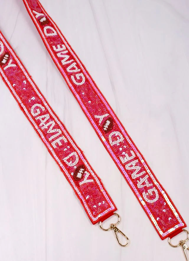 Game Day Sequin Football Strap RED