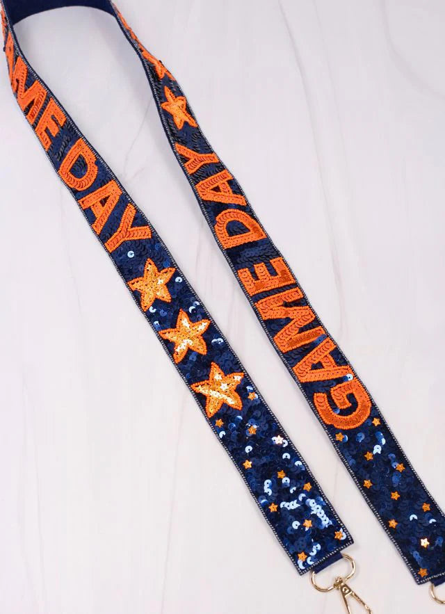 Game Day Star Sequin Strap NAVY ORANGE